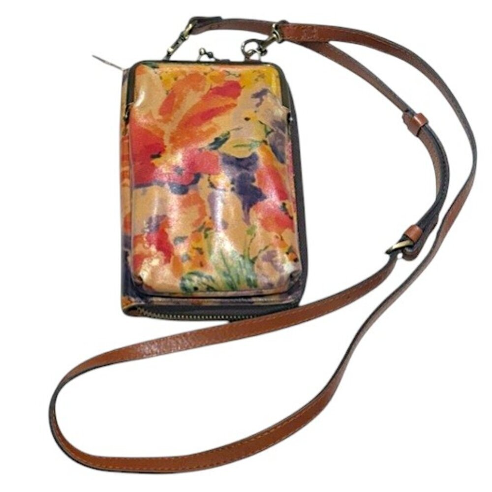 Patricia Nash Pertina Frame Leather Crossbody Organizer Wallet Bag